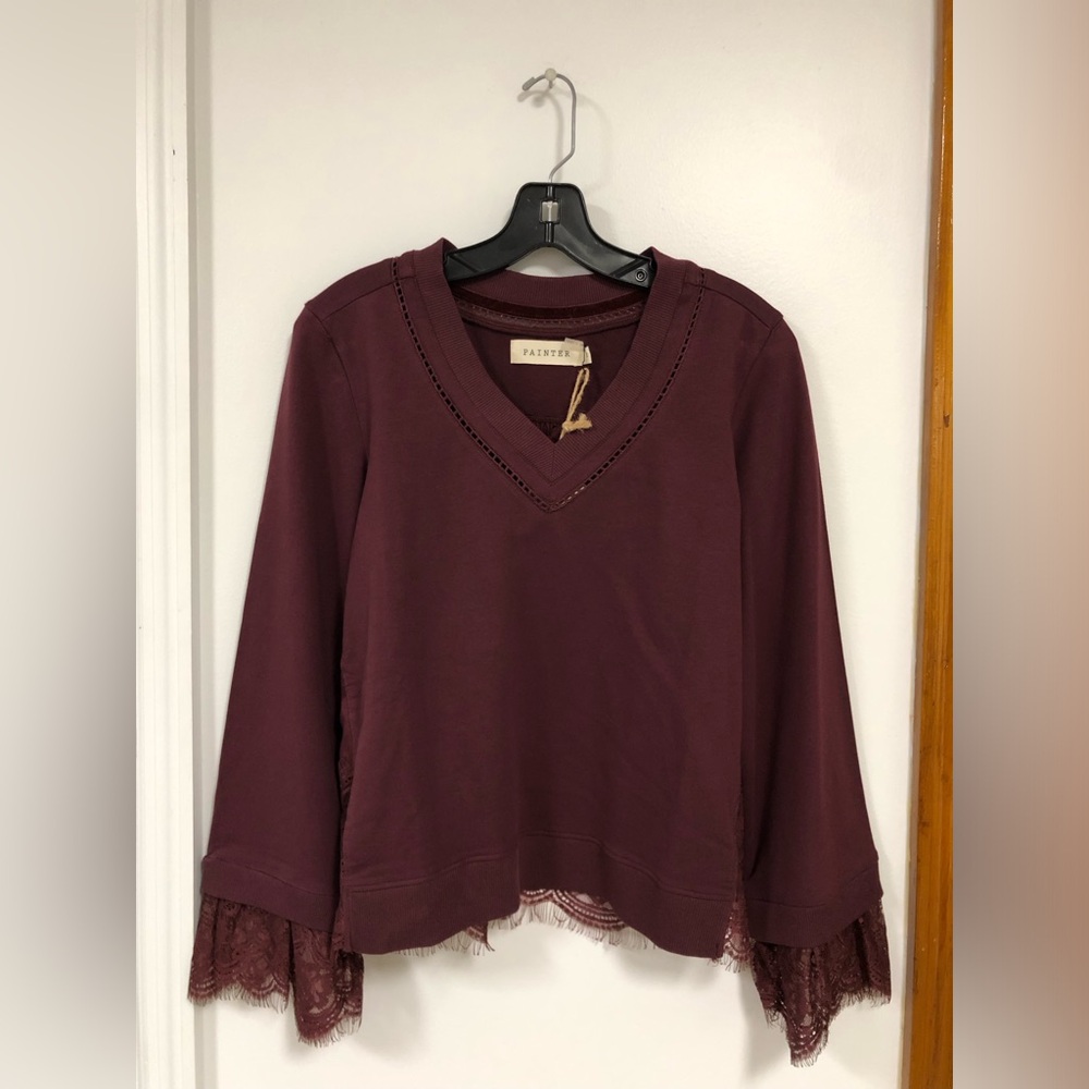 PAINTER Women's Long Sleeve Shirt Size Large Color Burgundy